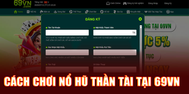 Hướng dẫn cách chơi Nổ hũ Thần Tài tại 69VN